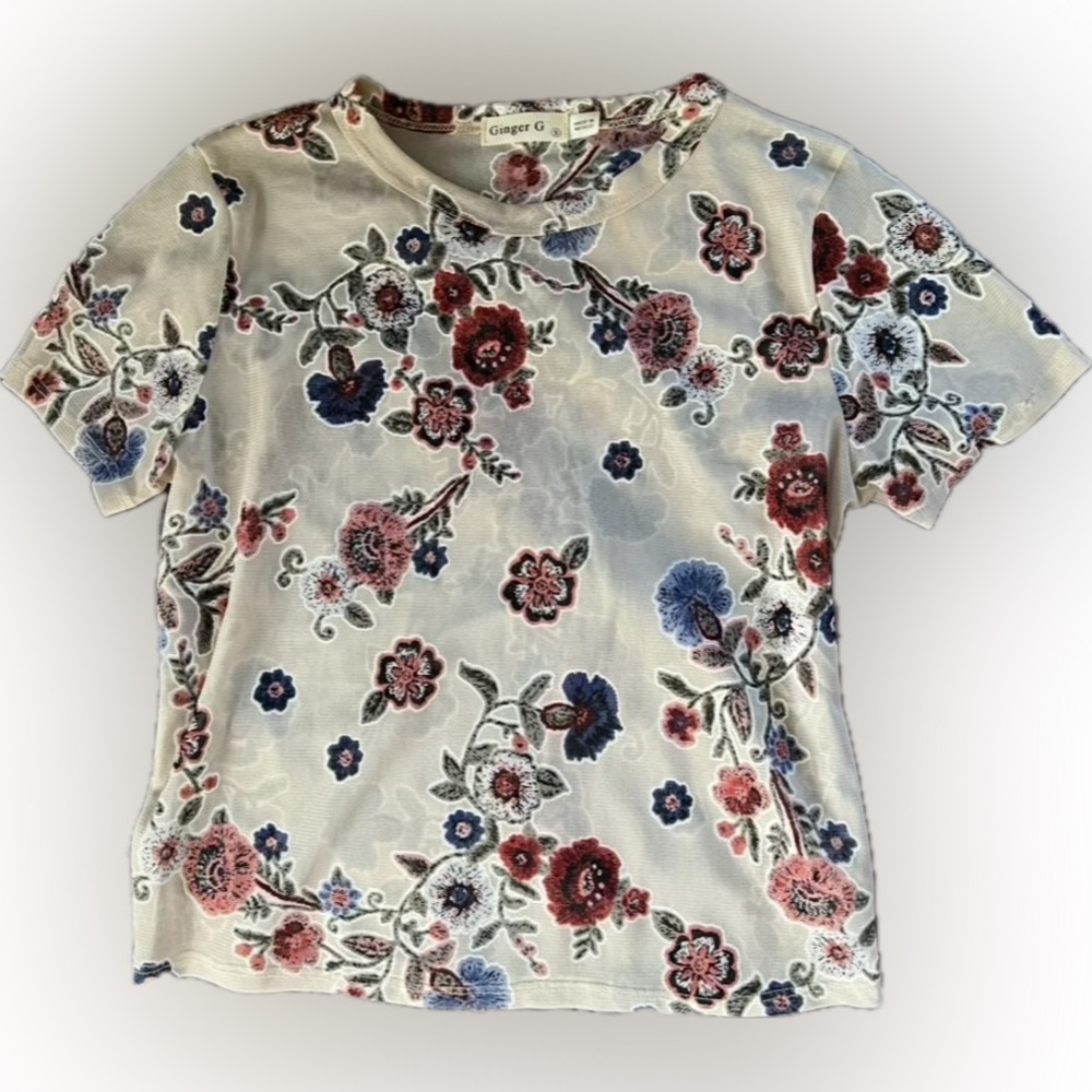 Ginger G Floral Mesh Top